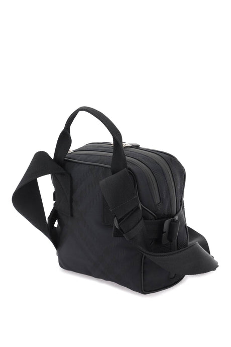 BURBERRY Men's Black Jacquard Check Shoulder Crossbody Handbag