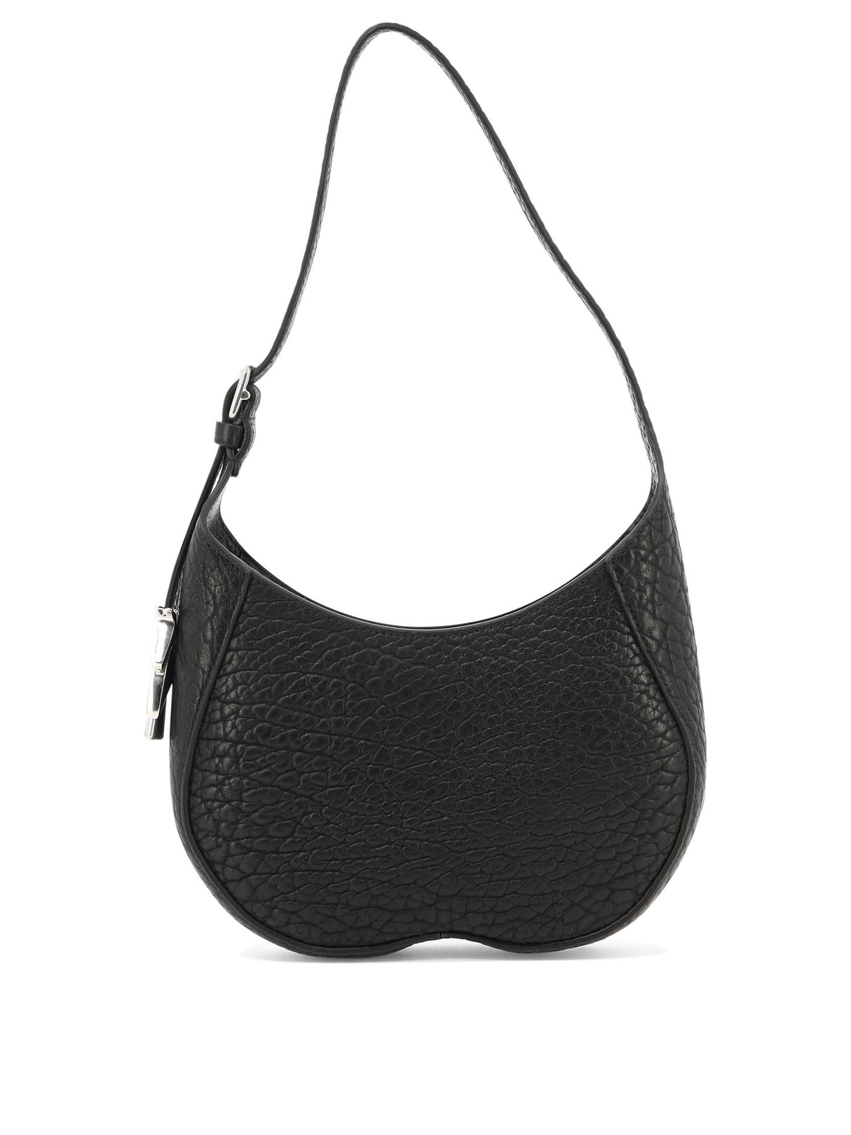 B-shaped Handbag for Women in Black with Brushed Metal Charm