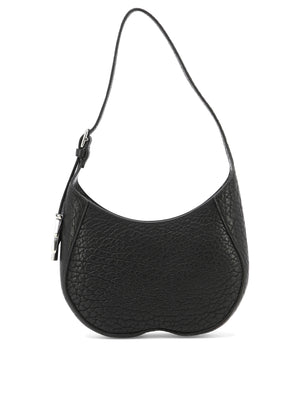 B-shaped Handbag for Women in Black with Brushed Metal Charm