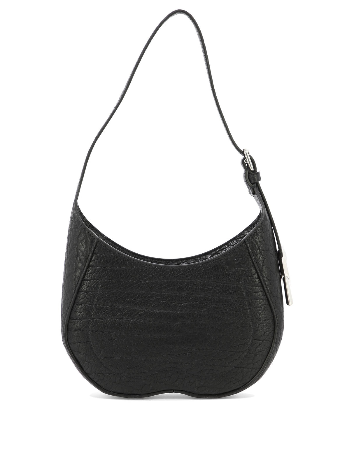 B-shaped Handbag for Women in Black with Brushed Metal Charm