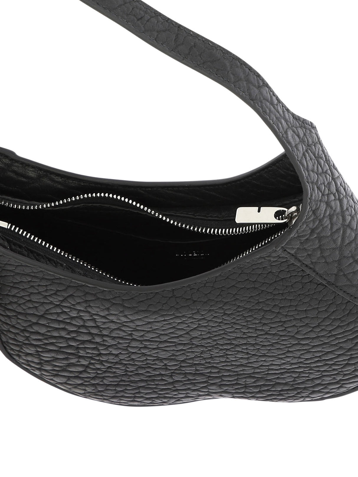 B-shaped Handbag for Women in Black with Brushed Metal Charm