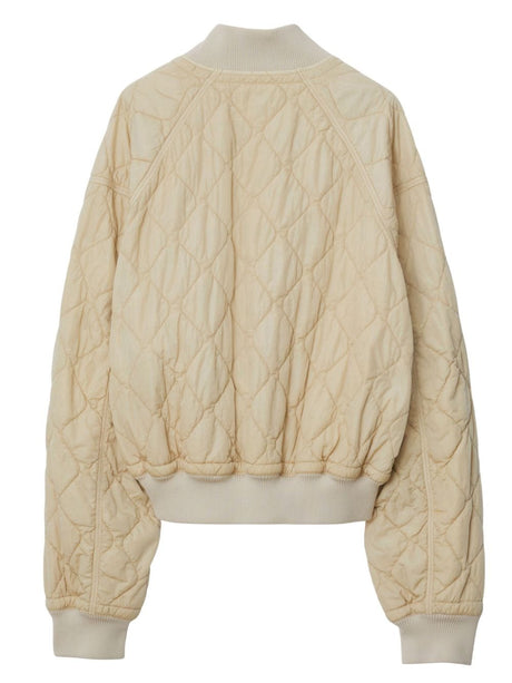 Quilted Bomber Jacket - Tonal Embroidered Design for Women