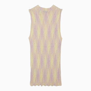 BURBERRY Pink Argyle Sleeveless Jumper in Silk and Cotton