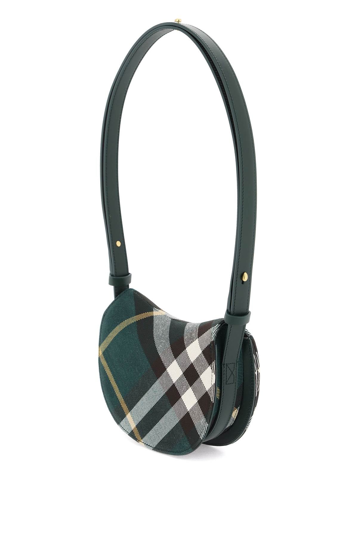 BURBERRY Vintage Check Mini Wool-Leather Crossbody Bag in Dark Green with Gold-Tone Hardware