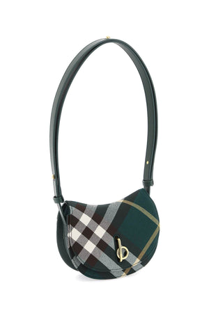 BURBERRY Vintage Check Mini Wool-Leather Crossbody Bag in Dark Green with Gold-Tone Hardware