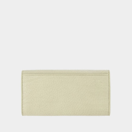 BURBERRY Elegant Tan Calf Grain Leather Long Wallet for Women