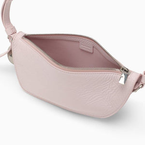 BURBERRY Pink Lambskin Leather Shield Crossbody Handbag with Charm and Silver-Tone Accents, Small