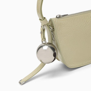 BURBERRY Mini Hunter Green Lambskin Leather Crossbody Bag with Shield Design and Silver Accents