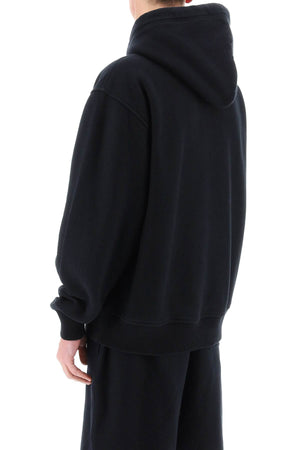 BURBERRY Black Oversized Fleece-Back Cotton Hoodie for Men