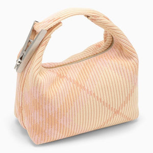 BURBERRY Pink Check Mini Handbag with Top Handle and Metal Clothes Peg Detail