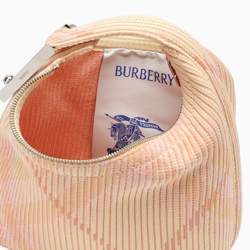 BURBERRY Pink Check Mini Handbag with Top Handle and Metal Clothes Peg Detail