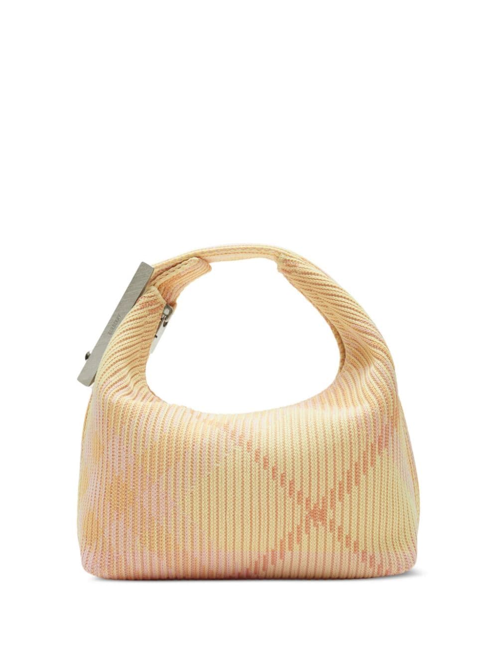 BURBERRY Spring Blush Mini Handbag with Ribbed Knit Check and Silver-Tone Accents