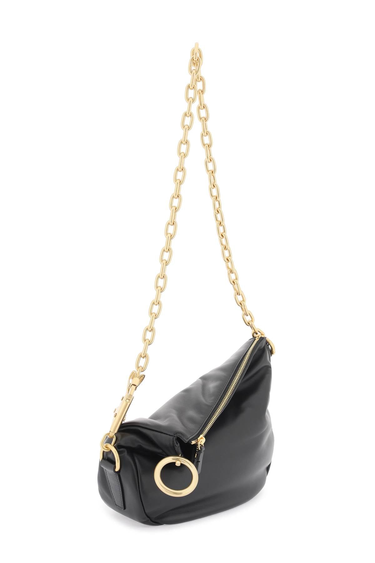 BURBERRY Small Knight Crossbody Handbag in Black Nappa Leather with Horse Detail and Gold Hardware