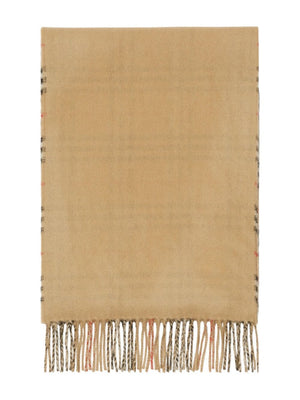 BURBERRY Reversible Beige Cashmere Scarf for Women - SS24 Collection