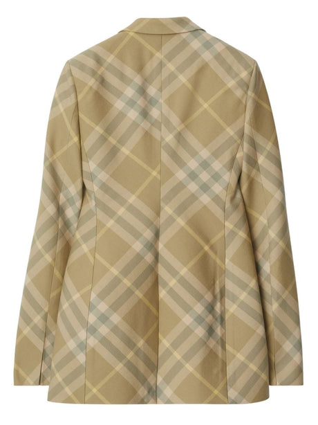 BURBERRY Tailored Plaid Wool Blazer Jacket for Women | SS24 Collection