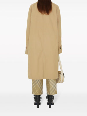 BURBERRY Beige Wool Check Print Straight Leg Trousers for Women