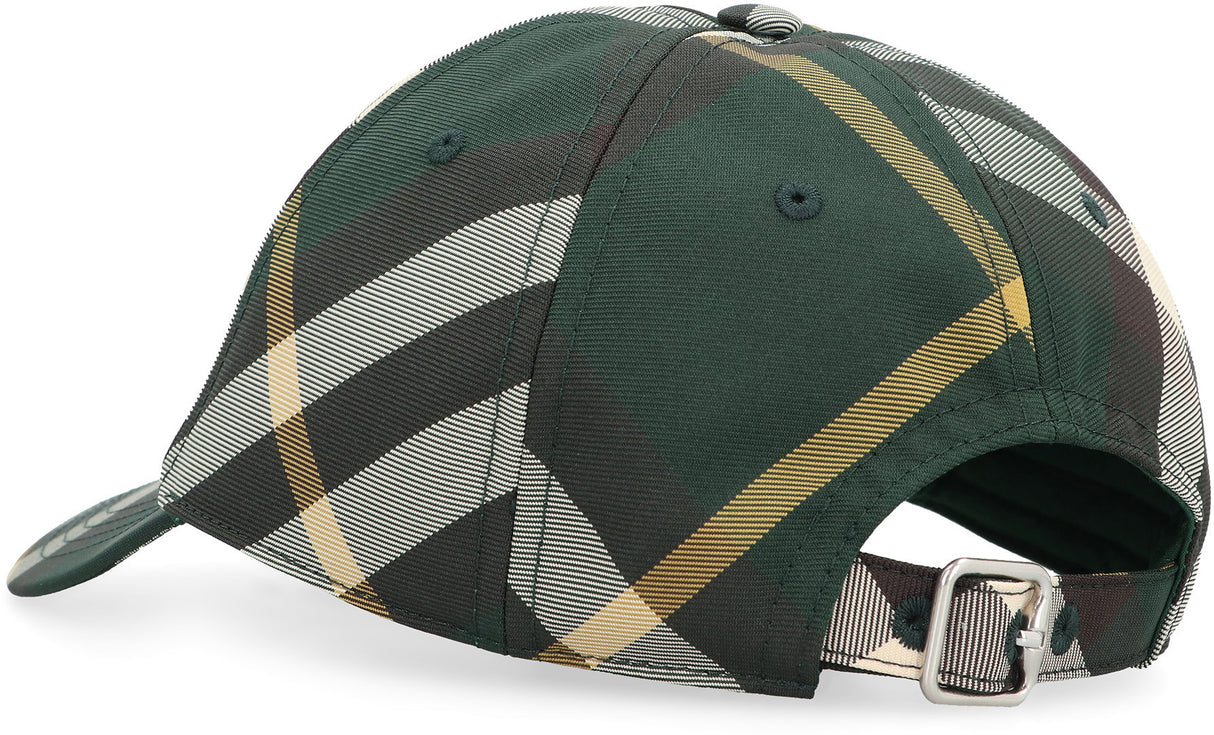 BURBERRY Fashionable Checkered Canvas Hat with Adjustable Size and Rigid Sun Visor