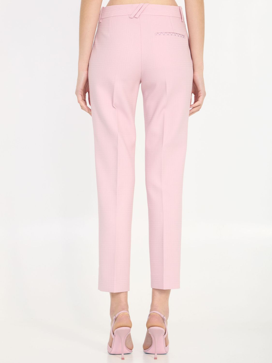 Tailored Trousers in Pink Wool - Regular Fit - UK Sizing