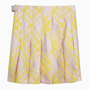 BURBERRY Pink and Yellow Check Pattern Skirt for Women