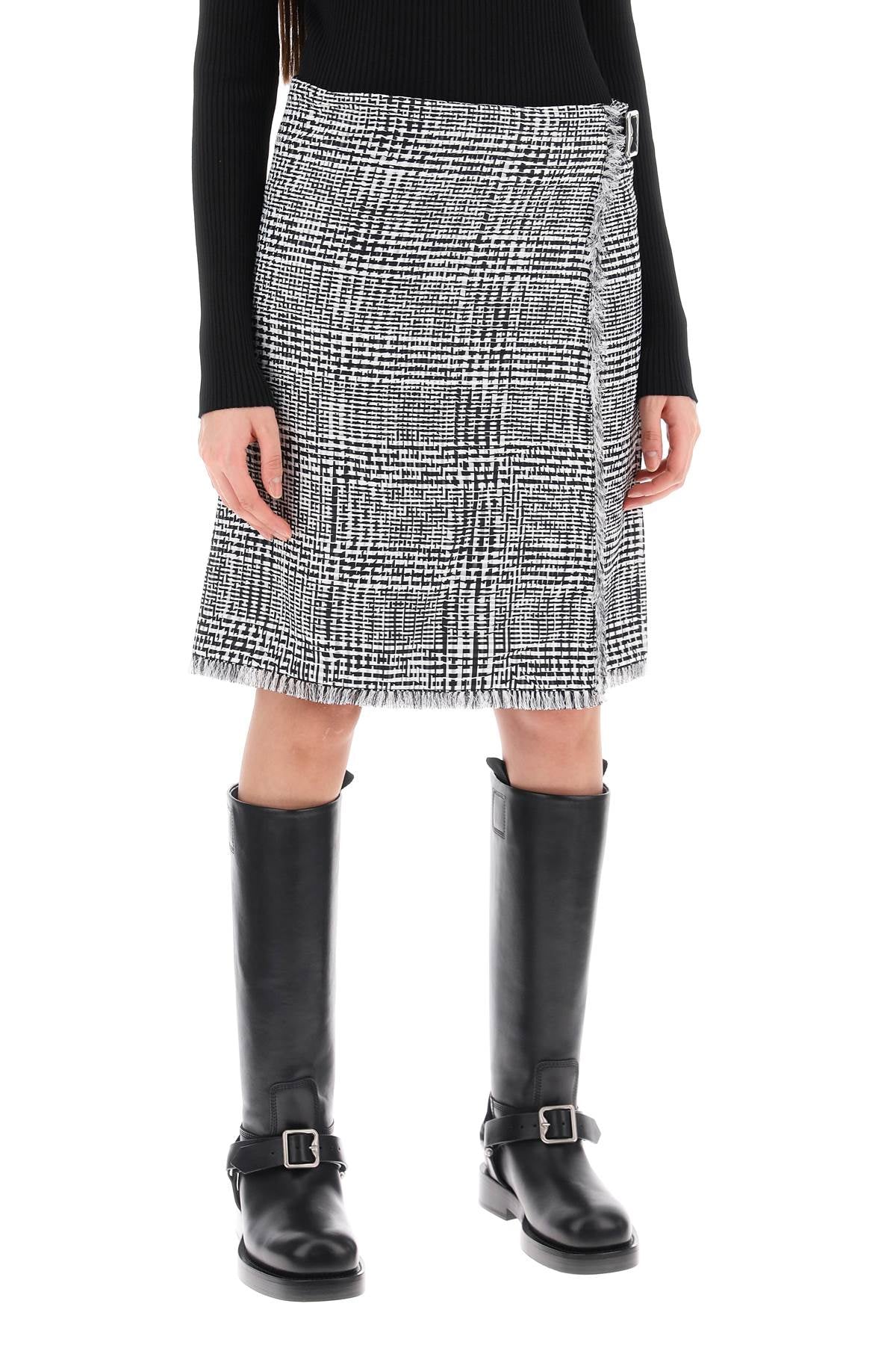 Houndstooth Wrap Kilt with Leather Strap Closure