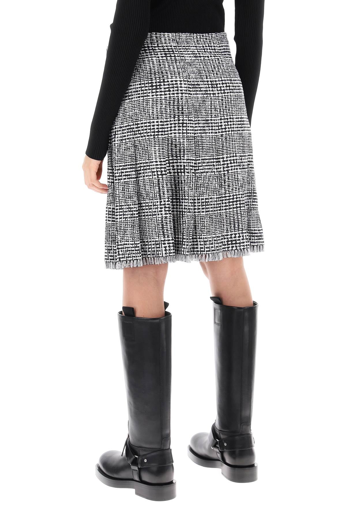 BURBERRY Statement Houndstooth Kilt with Leather Strap Closure