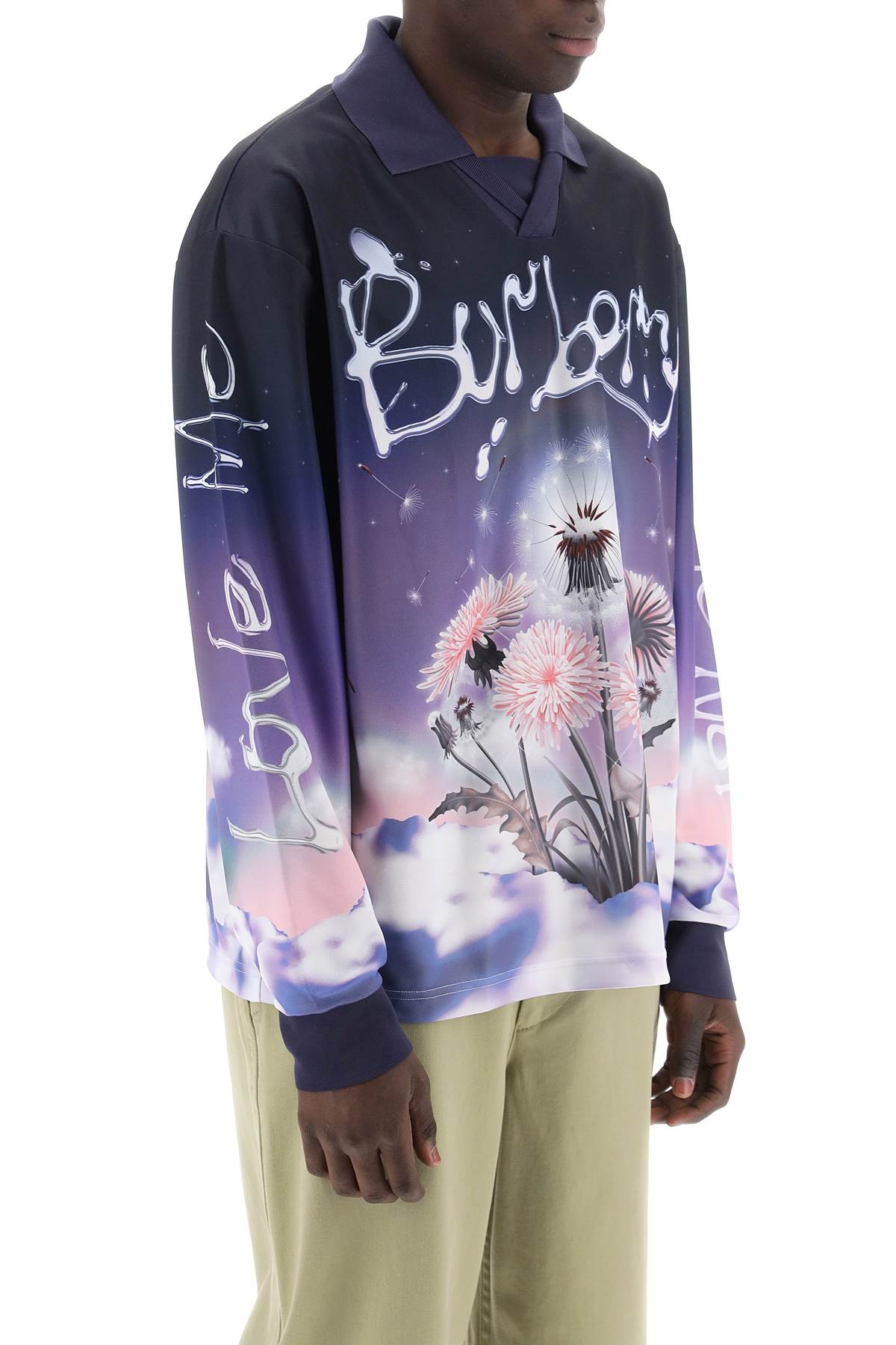 BURBERRY Purple Dandelion Print Long-Sleeved T-Shirt for Men