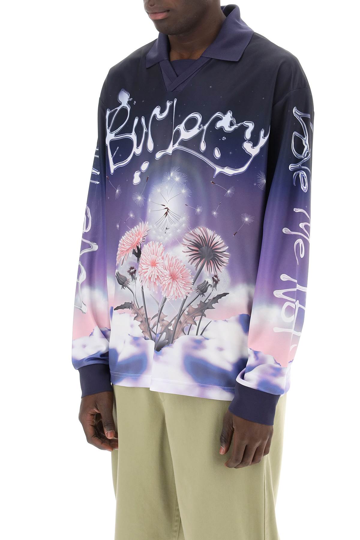 BURBERRY Purple Dandelion Print Long-Sleeved T-Shirt for Men