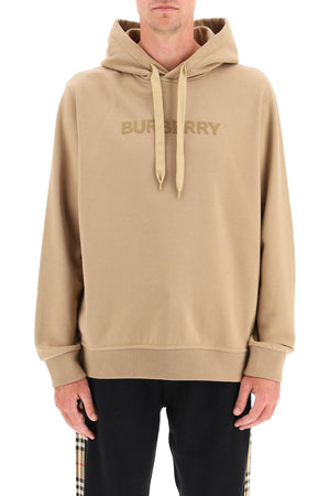 Áo khoác nỉ nam Burberry màu nâu với họa tiết logo và mũ đính dây