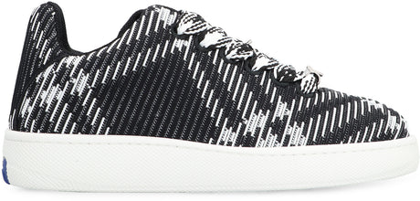 BURBERRY Black and White Check Pattern Stretch Nylon Sneakers for Men