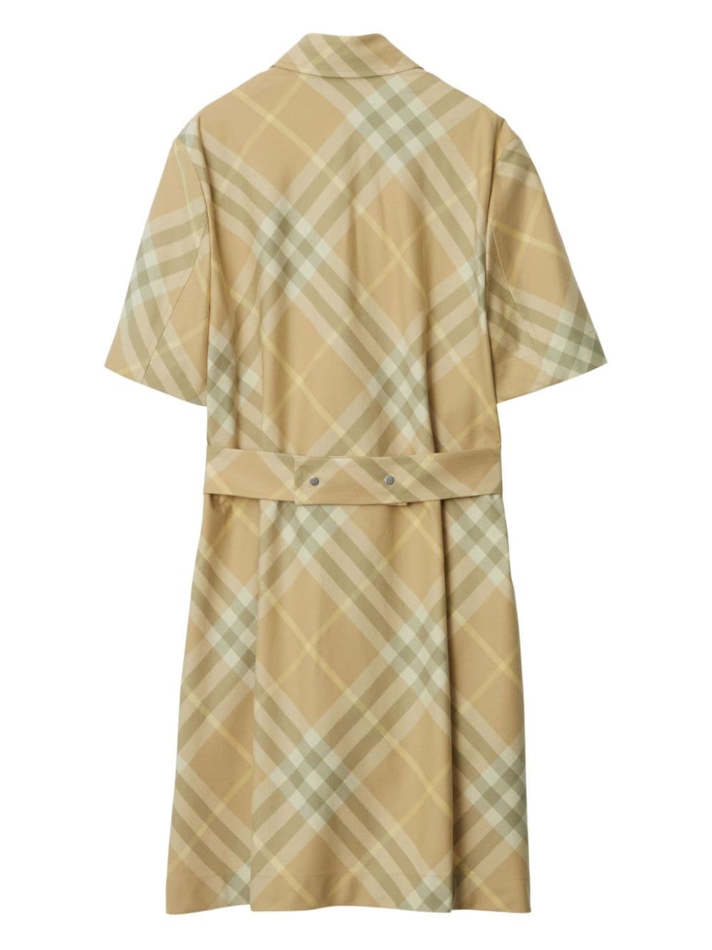 Vintage Check Cotton Dress - Beige