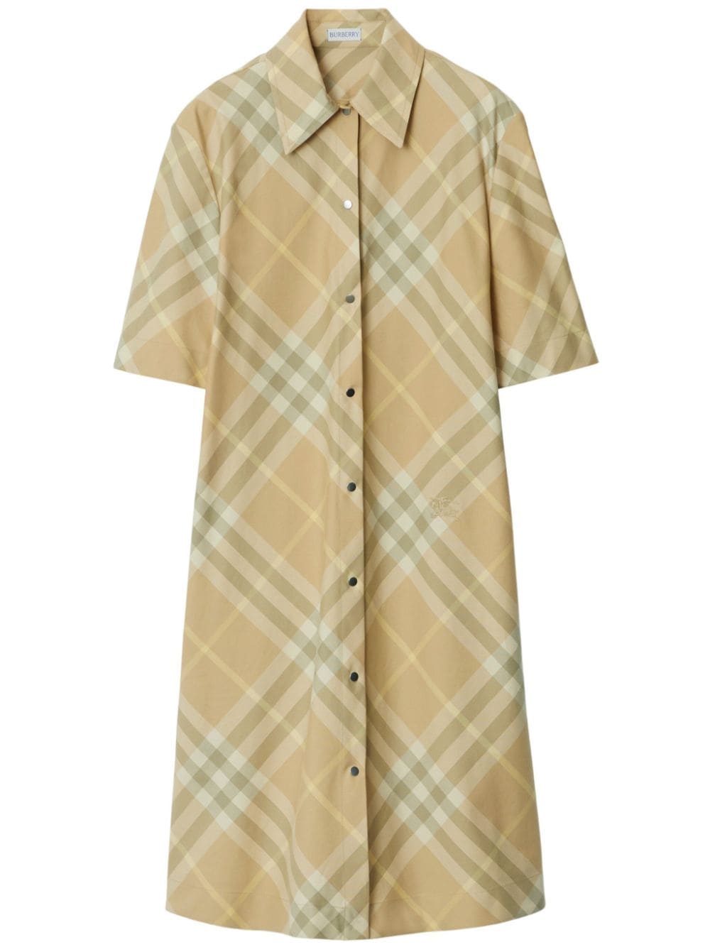 Vintage Check Cotton Dress - Beige