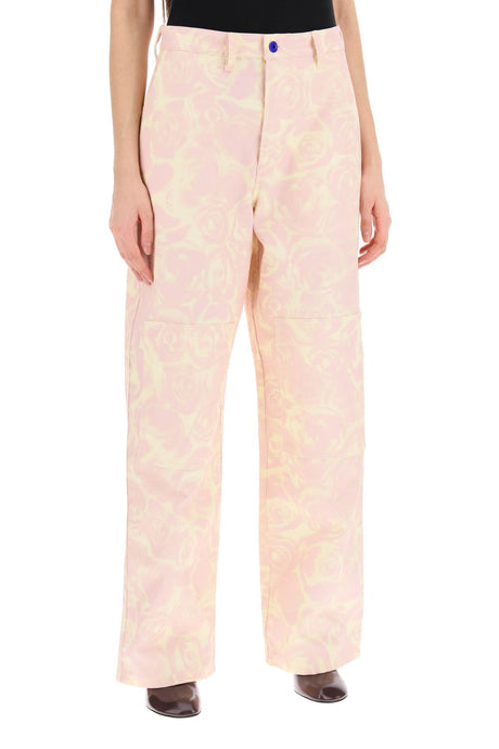 Floral Print Workwear Style Cotton Pants