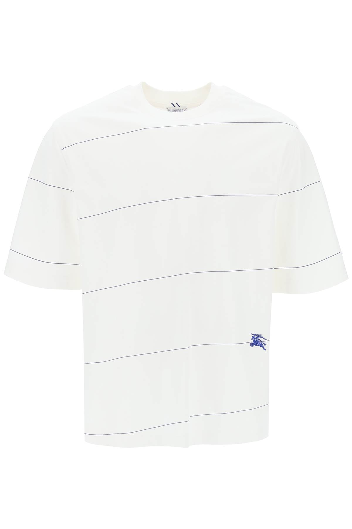 BURBERRY Striped Cotton T-Shirt with Embroidered Detail for Men