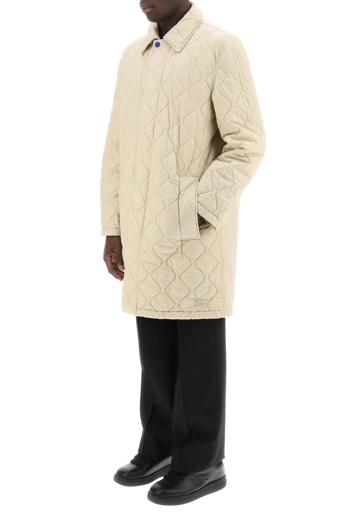 BURBERRY Quilted Nylon Midi Car Jacket for Men in Neutral Color