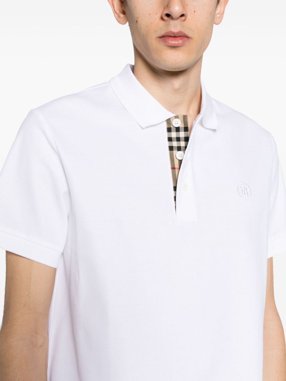 BURBERRY Men's White Cotton Polo Shirt for SS24