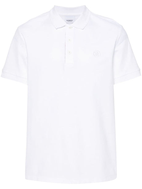 BURBERRY Men's White Cotton Polo Shirt for SS24