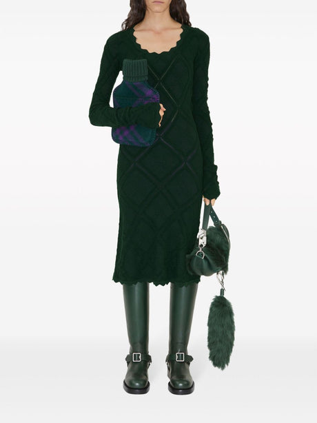 Aran-Knit Wool Dress for Women | Timeless Green Elegance | FW23