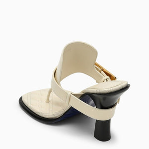 BURBERRY Light Beige Calfskin Heeled Thong Sandal for Women