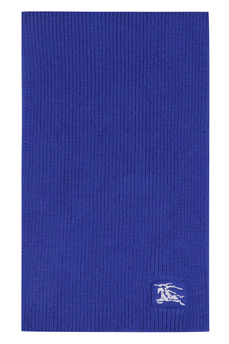 BURBERRY Men's Blue Ribbed Cashmere Scarf - FW23