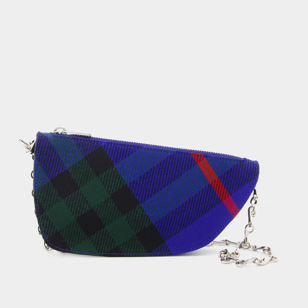 BURBERRY Navy Micro Shield Wallet on Chain for SS24