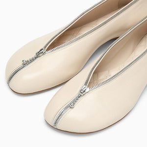 SADLER BALLERINA WITH LIGHT BEIGE LEATHER ZIP