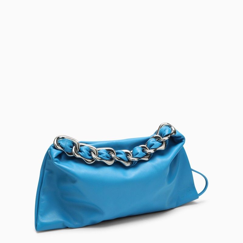 BURBERRY Turquoise Medium Leather Chain-Link Shoulder Handbag for Women, SS24