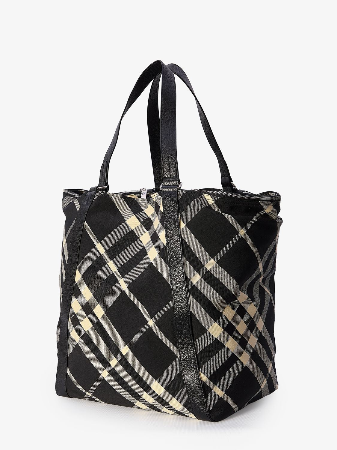 BURBERRY Festival Jacquard Check Pattern Tote Handbag - 37x26x43cm