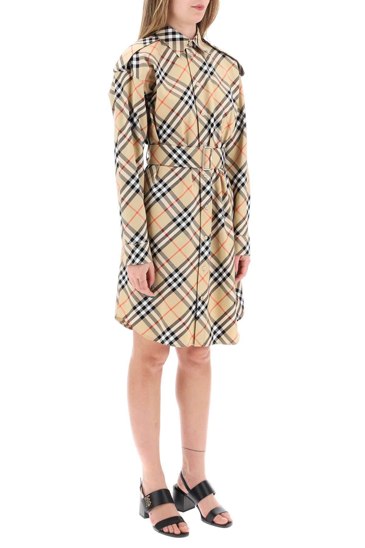 BURBERRY Chic Checkered Cotton Mini Vest Dress