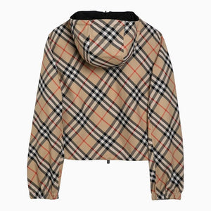 BURBERRY Sand-Toned Checkered Cropped Jacket