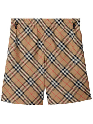 BURBERRY Beige Check Pattern Men's Swimming Costume