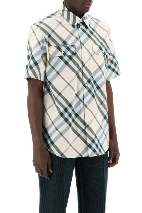BURBERRY Neutral Checkered Short-Sleeved Shirt for Men
