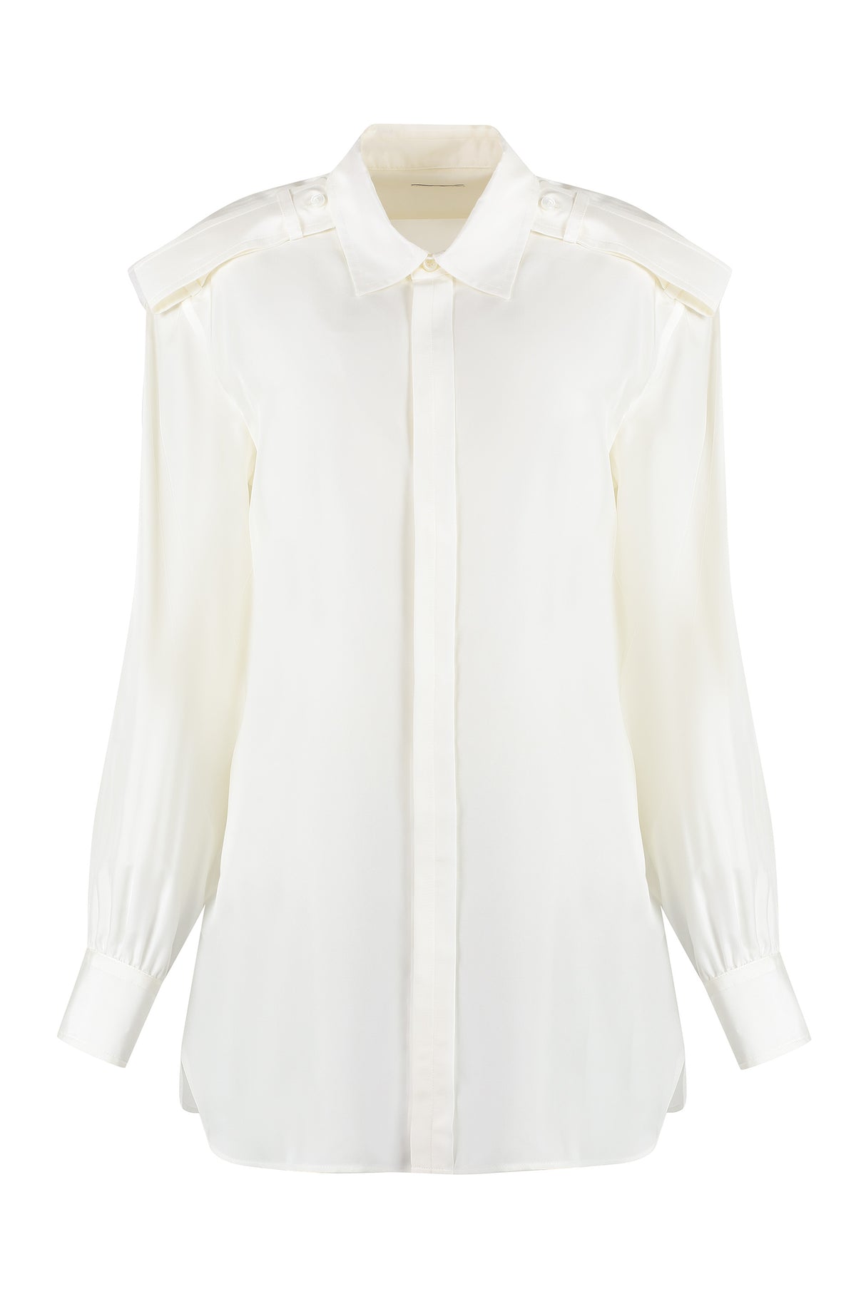 BURBERRY Silk Shirt with Buttoned Shoulder Tabs