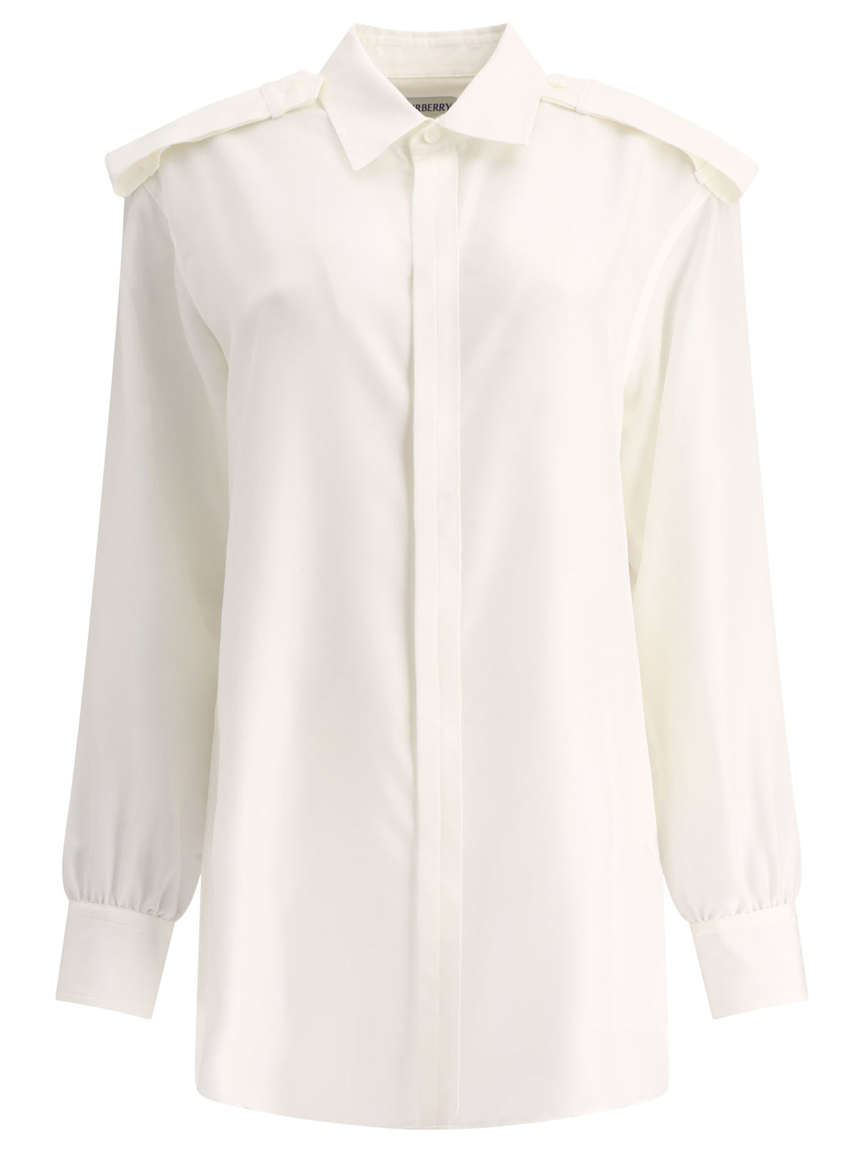 BURBERRY Exaggerated White Silk Shirt for Women - SS24