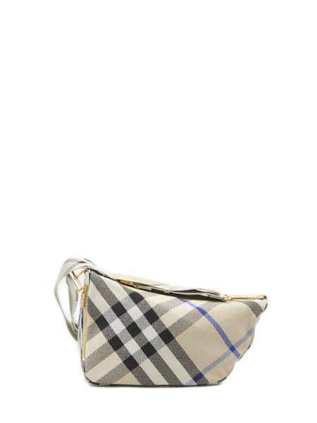 BURBERRY Elegant Medium Shield Messenger Bag with Jacquard Check Motif - 34x14x19 cm